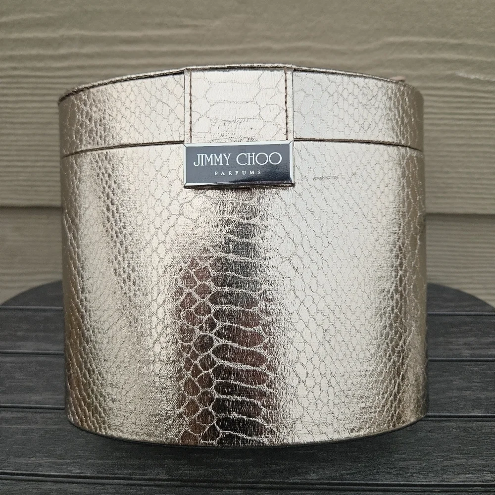 Jimmy Choo Metallic Bronze Snakeskin Cosmetics Vanity Case Lined and Felt Bottom